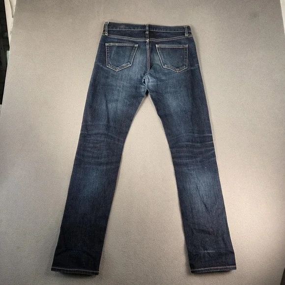 Uniqlo Jeans Mens 30 Dark Wash Selvedge Denim Slim Straight Blue Stretch Zip Fly